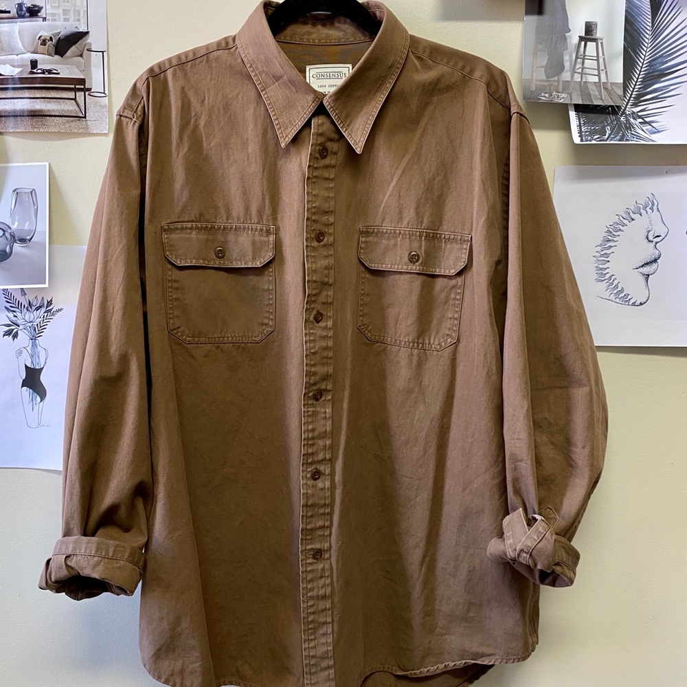 Consensus | 100% Cotton | Washed Canvas Shirt | XL